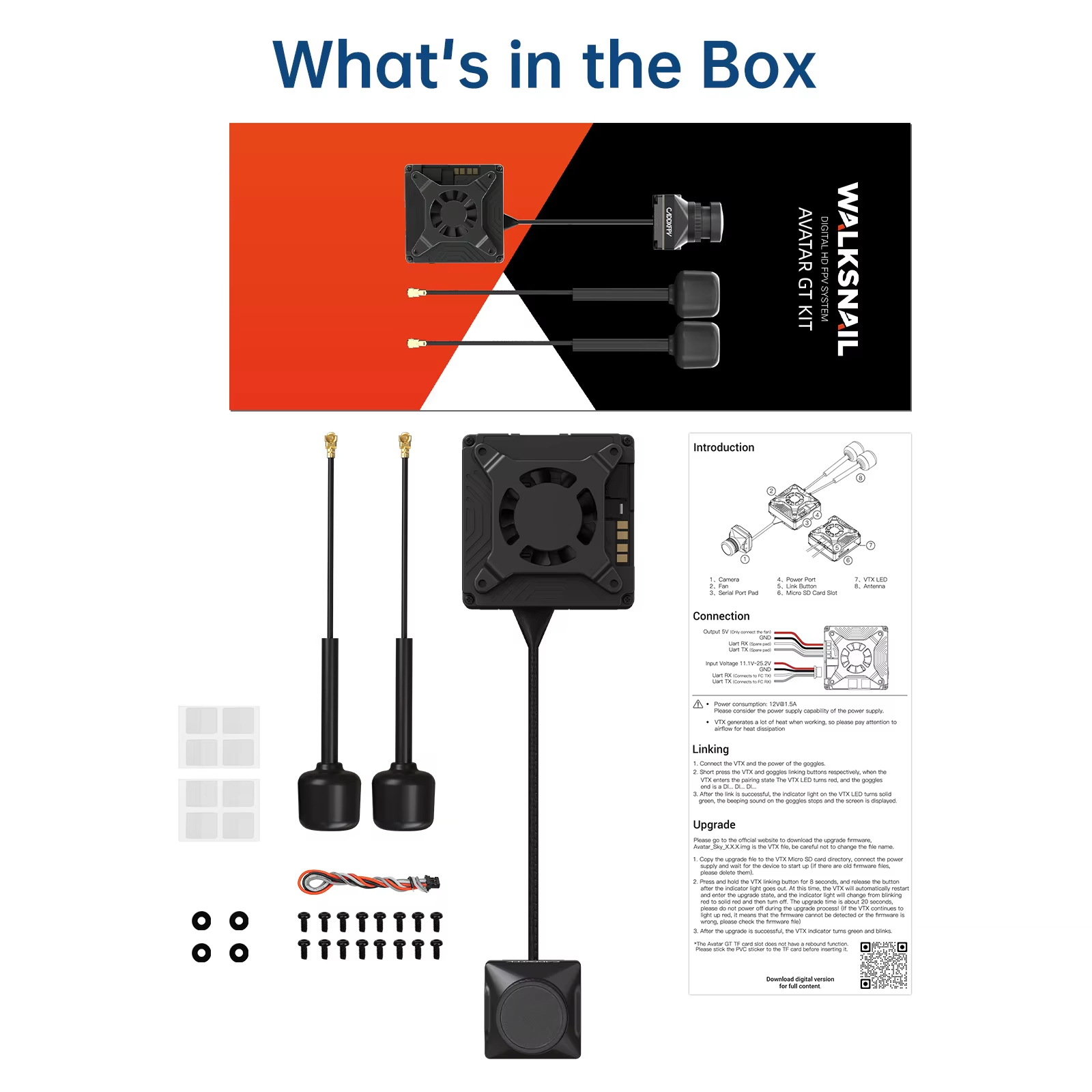 Fpv Drone Kit - Caddx Walksnail Avatar GTキット | 最大2W出力、VTX、Gyroflow、1080P、100fps、Starvis